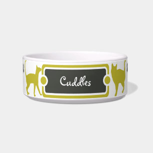 Comedero Paw amarilla y oscura imprime Bowl de mascotas par