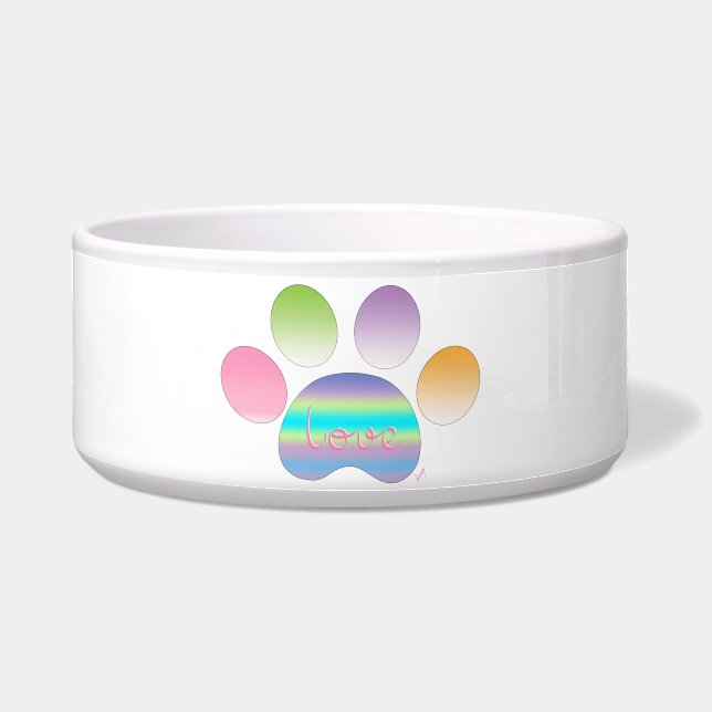 Comedero "Paw Mascota arcoiris con amor" (Frente)