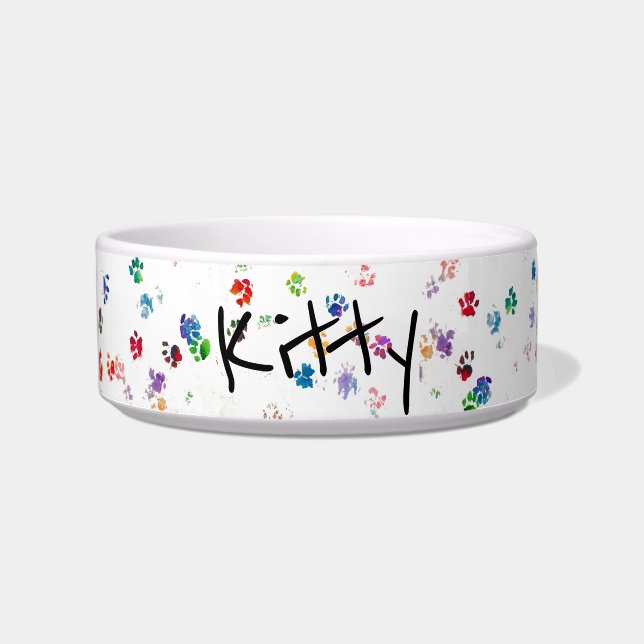 Comedero Paws Kitty de color agua (Frente)