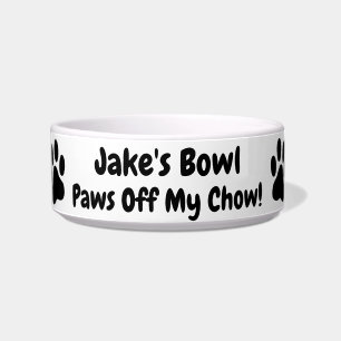 Comedero Paws Off My Chow Dog Name