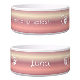 Comedero Peach 'drink drip splash' Dog Name Bowl