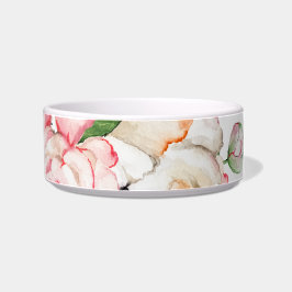 Comedero peonías acuarelas en colores tiernos