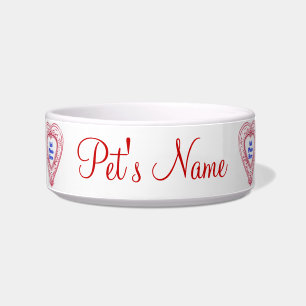 Comedero Pequeño Mascota foto Red Hearts Water Dish