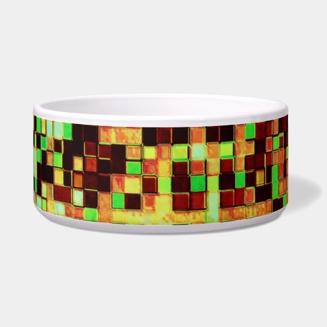 Comedero Pequeños cuadrados o azulejos verdes y naranjas bo (Derecha)