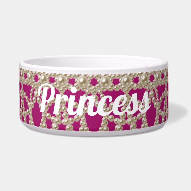 Comedero Perlas Jewled Princess Ceramic Pet Bowl (Frente)