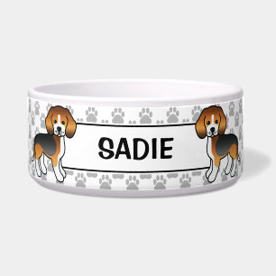 Comedero Perrito Cartoon Adorable de Tres Colores & Nombre