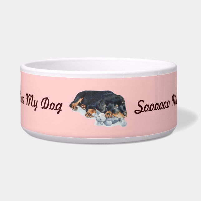 Comedero perrito rottweiler cuddddling teddy (Frente)