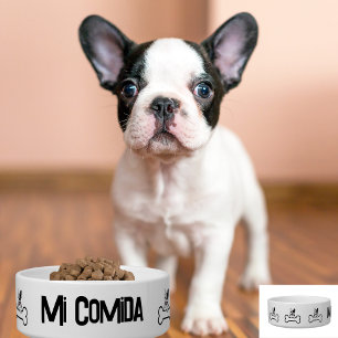 Comedero Perro Adorable con Hueso, Bulldog Francés, Español
