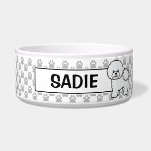 Comedero Perro Bichon Frise Lindo Con Nombre Personalizado