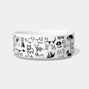 Comedero Perro blanco y negro traza Mascota