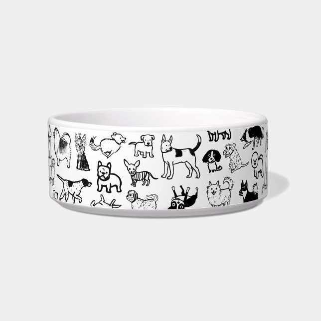 Comedero Perro blanco y negro traza Mascota (Izquierda)
