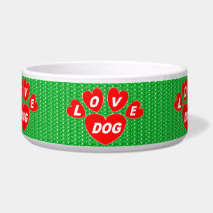 Comedero Perro Bowl amor Perro corazón rojo en verde