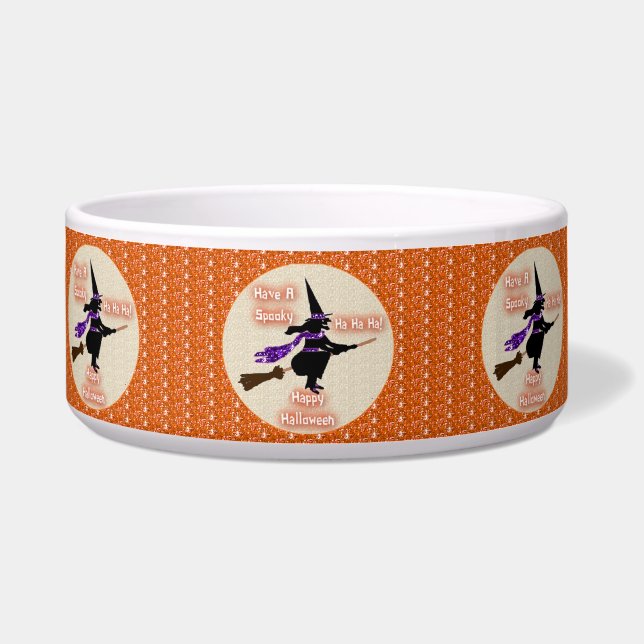 Comedero Perro Bowl Broom Stick Witch (Frente)