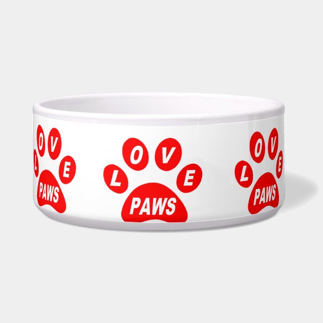 Comedero Perro Bowl, patas de amor en las patas rojas (Frente)
