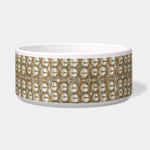 Comedero Perro Bowl Perlas y Diamantes