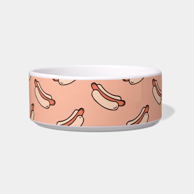 Comedero Perro Caliente Retro Patrón Perfecto para Mascotas (Frente)