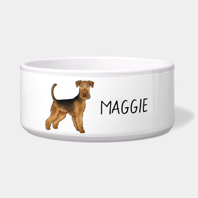 Comedero Perro de dibujos animados Airedale Terrier con nom (Frente)