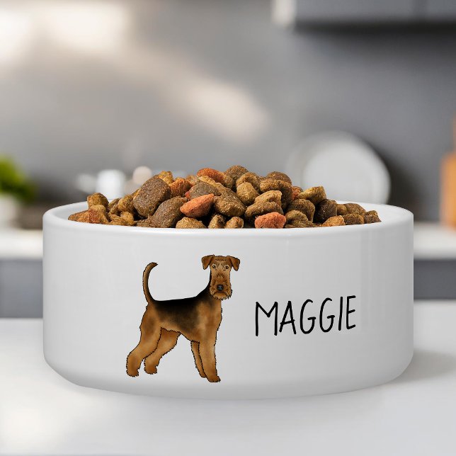 Comedero Perro de dibujos animados Airedale Terrier con nom (Please note: This image is a digital mockup. The product may not be in scale.)