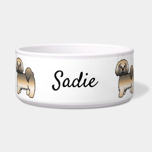 Comedero Perro de dibujos animados Lhasa Apso Sable Dorado  (Frente)