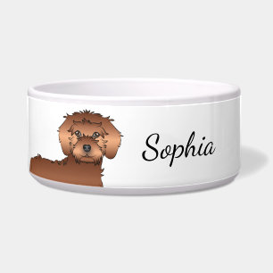 Comedero Perro de dibujos animados Mini Goldendoodle rojo y