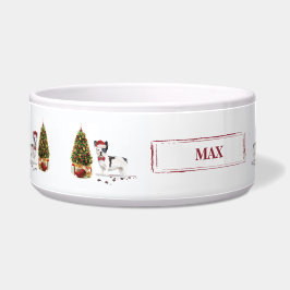 Comedero Perro de los Navidades de Bulldog blanco y negro d