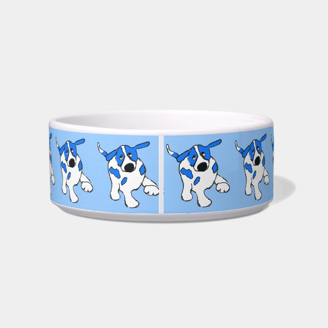 Comedero Perro de punto azul (Espalda)