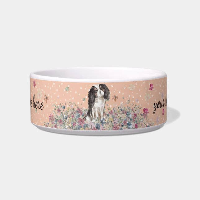 Comedero Perro de raza Cavalier King Charles Spaniel tricol (Frente)
