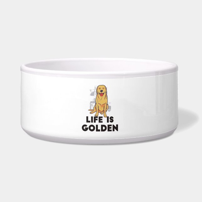 Comedero Perro del Golden Retriever - La vida es dorada (Frente)