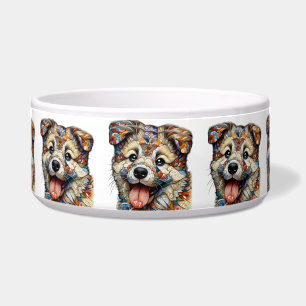 Comedero Perro estampado al estilo mosaico caprichoso