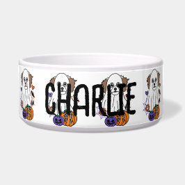 Comedero Perro fantasma de Maltipoo Halloween