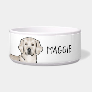 Comedero Perro Golden Retriever de Crema Inglés y nombre pe