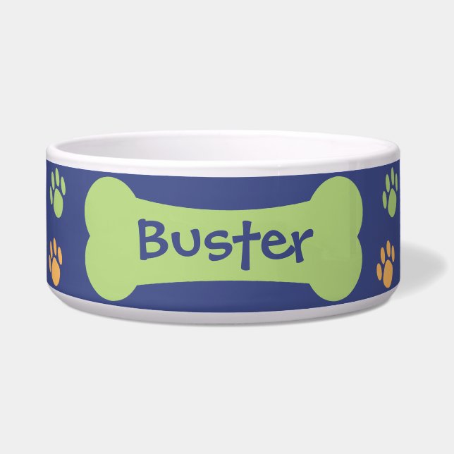 Comedero Perro Hueso y Papas Impresiones Mascota Tazón de P (Frente)