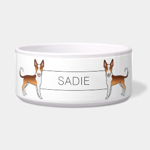 Comedero Perro Ibizan Hound de Pelo Cabeludo Rojo y Blanco 