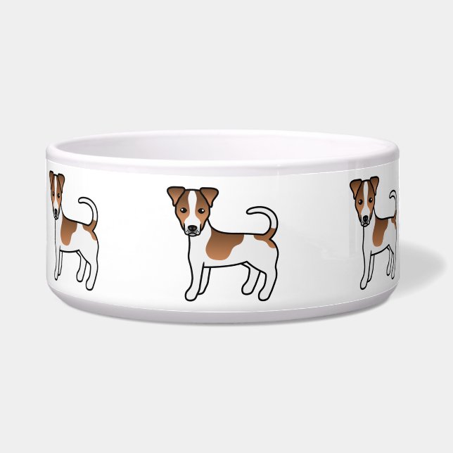 Comedero Perro Jack Russell Terrier de pelaje liso blanco y (Frente)