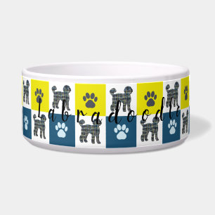 Comedero Perro Labradoodle y pata yeso de perro de la cuadr