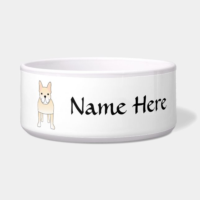 Comedero Perro lindo. Dogo francés poner crema pálido (Frente)