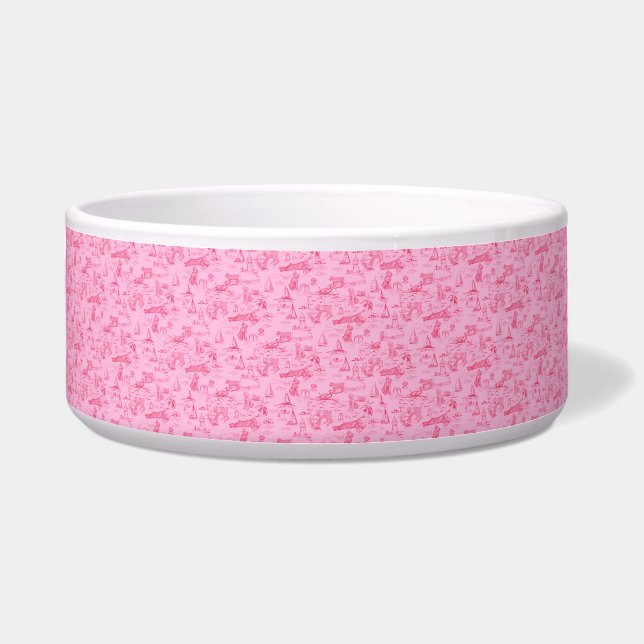 Comedero Perro Marino Toile Rosa  (Frente)