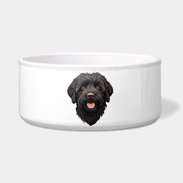 Comedero Perro negro Labradoodle (Frente)