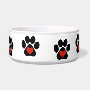 Comedero Perro Paw Imprimir Corazón Rojo