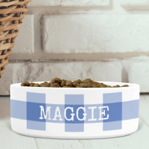 Perro personalizado Cornflower Blue Gingham Plaid