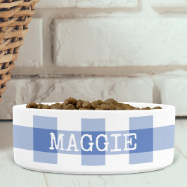 Comedero Perro personalizado Cornflower Blue Gingham Plaid