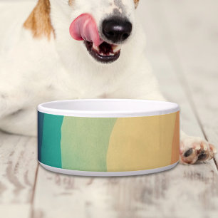 Comedero Perro personalizado del arco iris retro Groovy