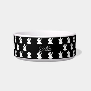 Comedero Perro personalizado fantasma blanco negro de Hallo