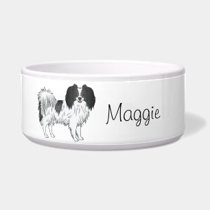 Comedero Perro Phalène Blanco Y Negro Con Nombre Personaliz