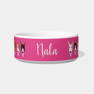 Comedero Perro podenco personalizado enfrenta el rosa