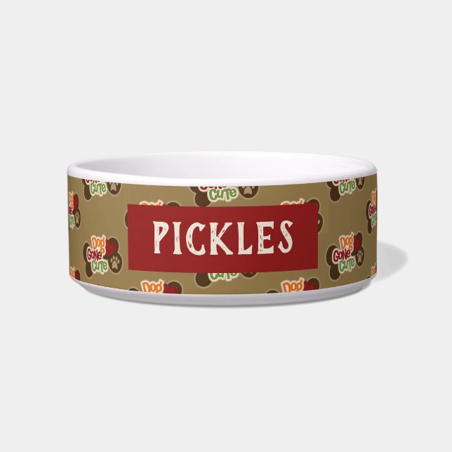 Comedero Perro se fue lindo cerámica de boliche (Frente)