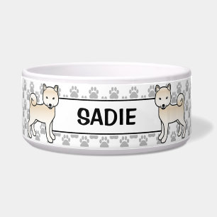 Comedero Perro Shiba Inu Cute De Color Crema Con El Nombre