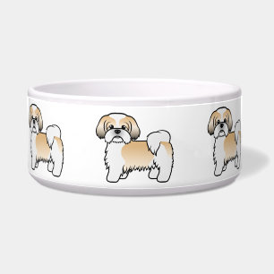 Comedero Perro Shih Tzu Dorado Y Blanco De Dibujos Animados
