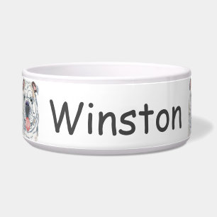 Comedero Perro sonriente gracioso Bulldog inglés personaliz