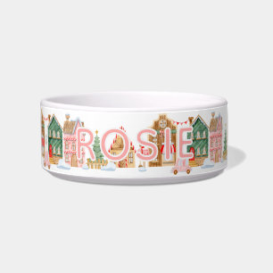 Comedero Perro urbano de Navidades rosados